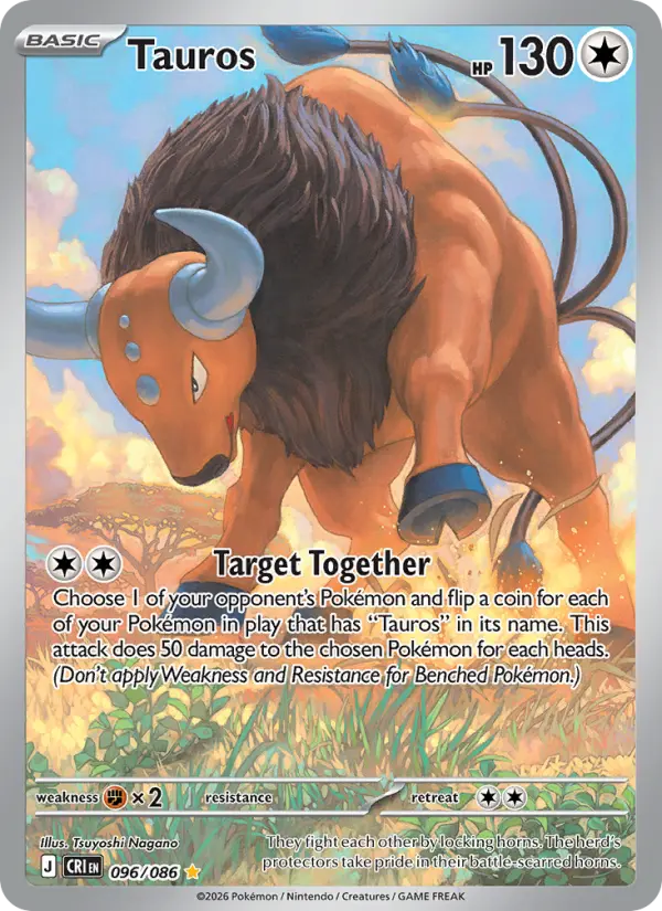 Tauros Non-Foil 096/86 Chaos Rising Pokémon Card