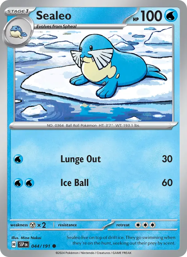 Sealeo Reverse Holo 044/191 Surging Sparks Pokémon Card