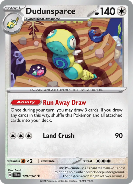 Dudunsparce Normal 129/162 Temporal Forces Pokémon Card