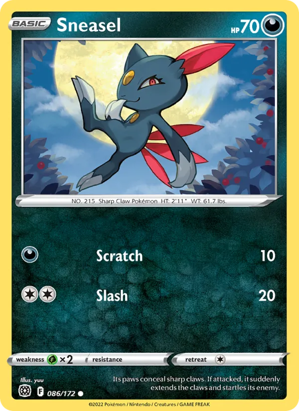 Sneasel Reverse Holo 086/172 Brilliant Stars Pokémon Card