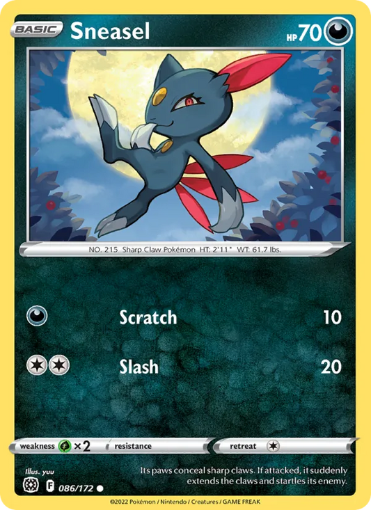 Sneasel Reverse Holo 086/172 Brilliant Stars Pokémon Card