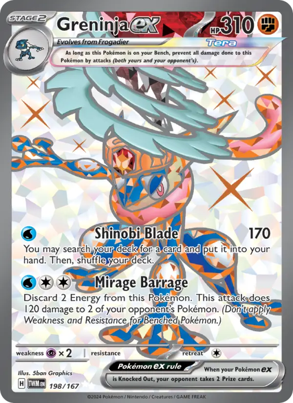 Greninja ex Holo 198/167 Twilight Masquerade Pokémon Card
