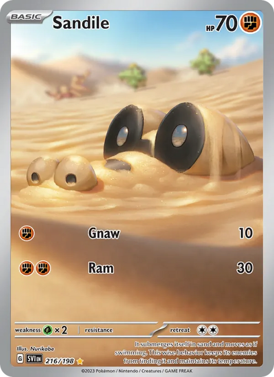 Sandile Holo 216/198 Scarlet & Violet Pokémon Card