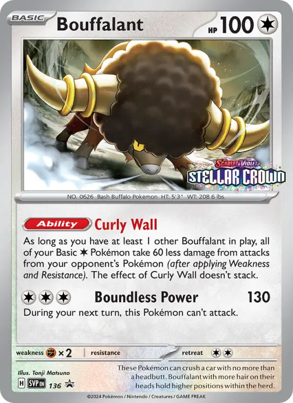 Bouffalant Non-Foil 136/225 SVP Black Star Promos Pokémon Card