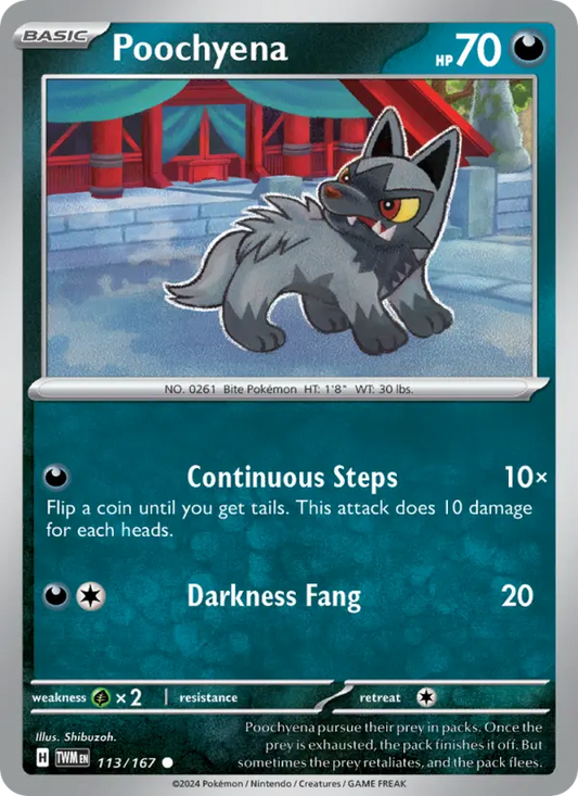 Poochyena Reverse Holo 113/167 Twilight Masquerade Pokémon Card