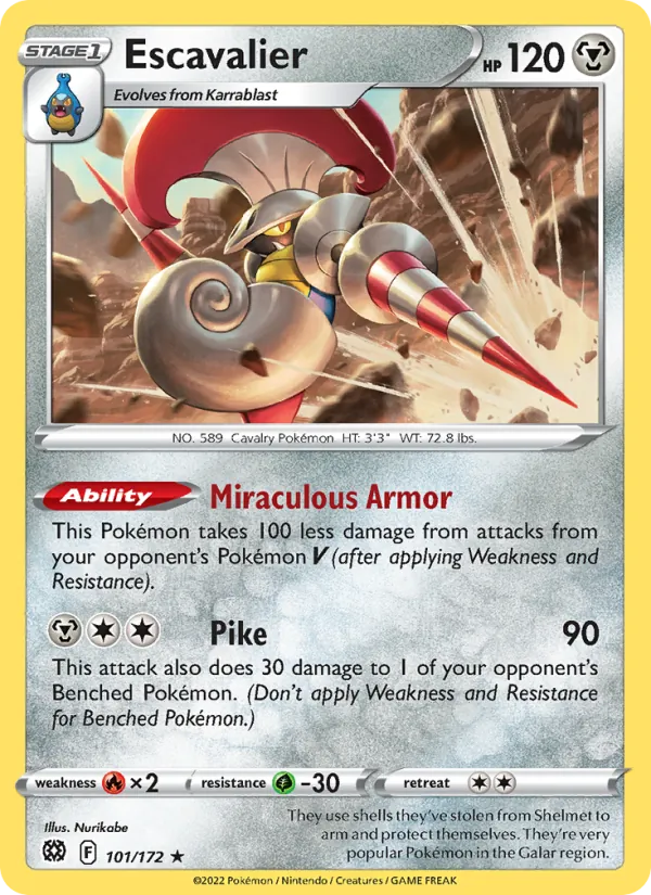 Escavalier Reverse Holo 101/172 Brilliant Stars Pokémon Card