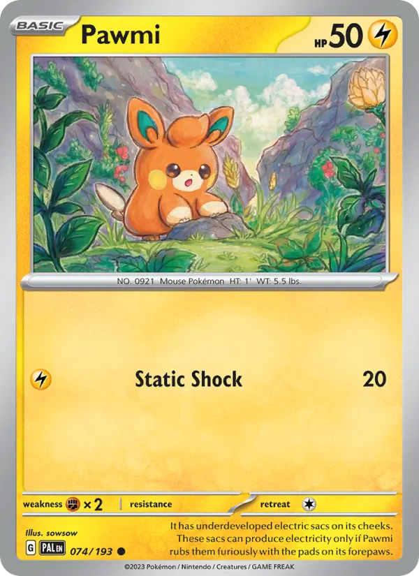 Pawmi Normal 074/193 Paldea Evolved Pokémon Card