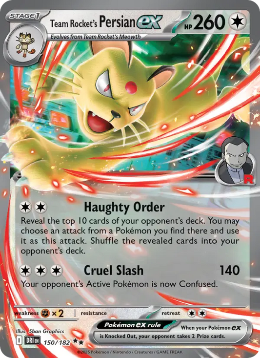 Team Rocket's Persian ex Holo 150/182 Destined Rivals Pokémon Card