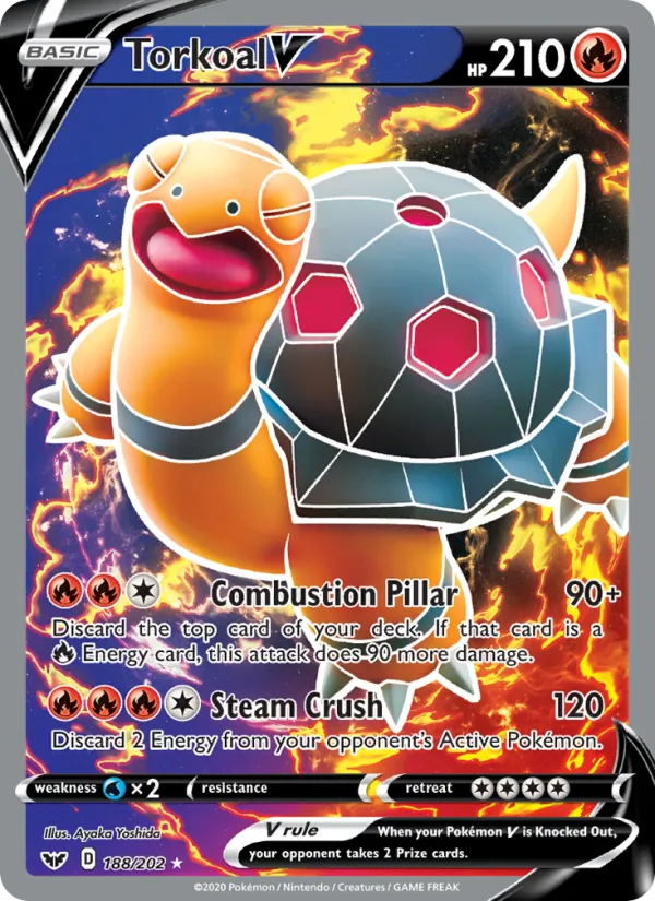 Torkoal V Holo 188/202 Sword & Shield Pokémon Card