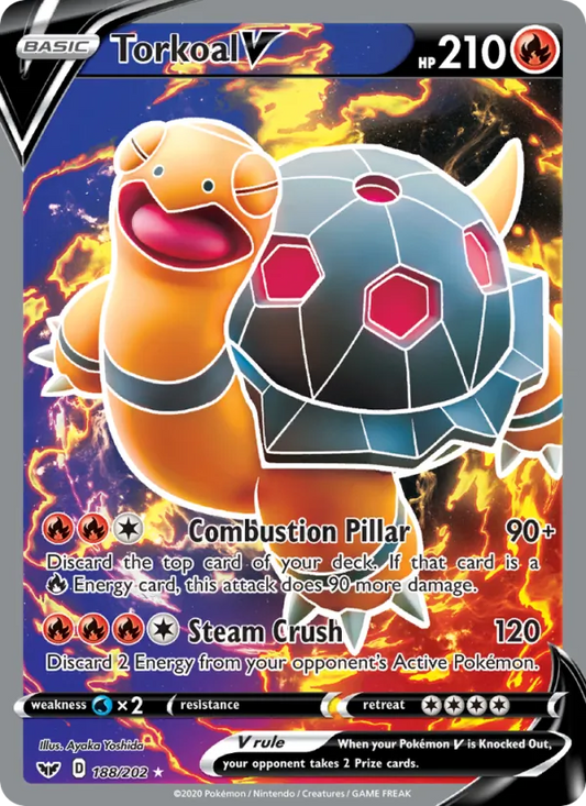Torkoal V Holo 188/202 Sword & Shield Pokémon Card