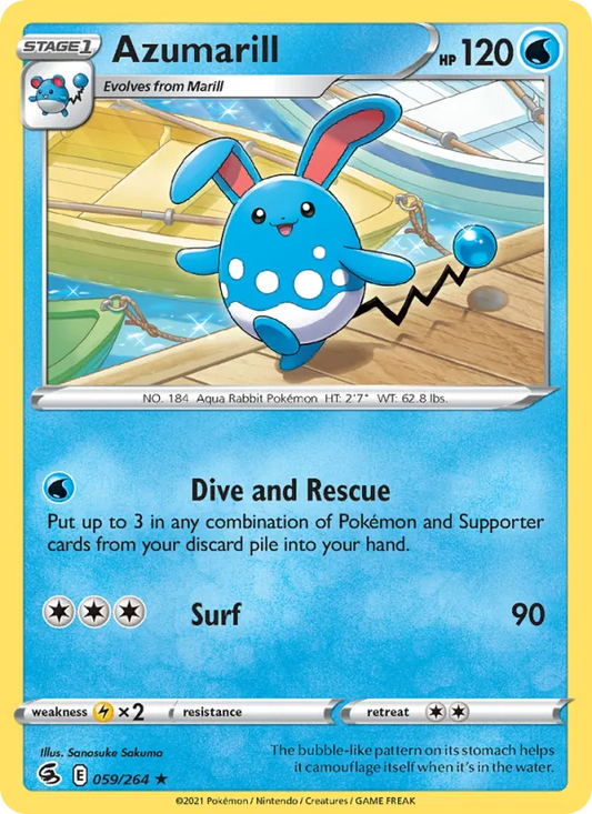 Azumarill Reverse Holo 059/264 Fusion Strike Pokémon Card