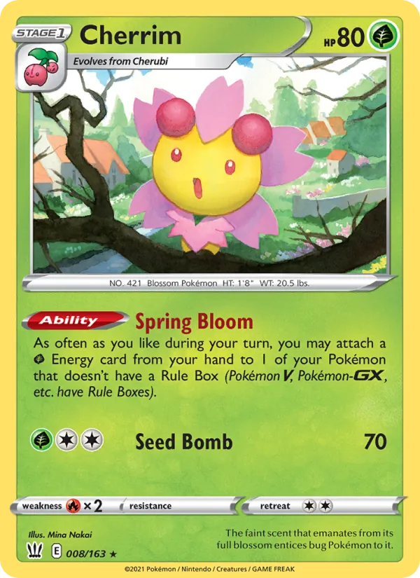 Cherrim Reverse Holo 008/163 Battle Styles Pokémon Card