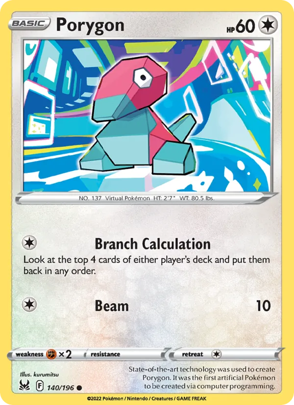 Porygon Reverse Holo 140/196 Lost Origin Pokémon Card