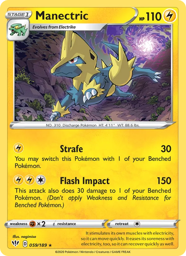 Manectric Reverse Holo 059/189 Darkness Ablaze Pokémon Card