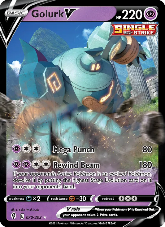 Golurk V Holo 070/203 Evolving Skies Pokémon Card