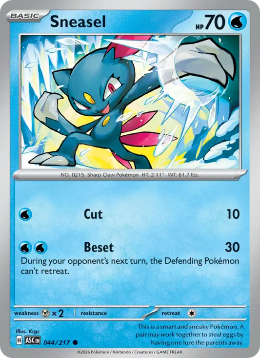 Sneasel Reverse Holo 044/217 Ascended Heroes Pokémon Card