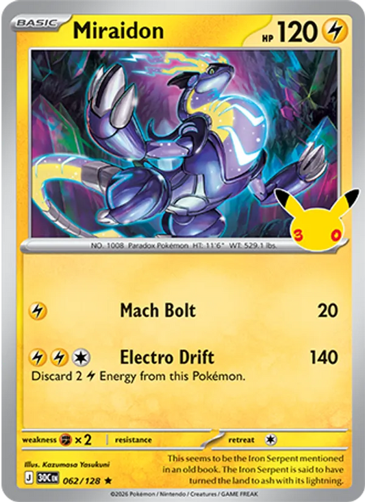 Miraidon Normal 062/128 30th Celebration Pokémon Card