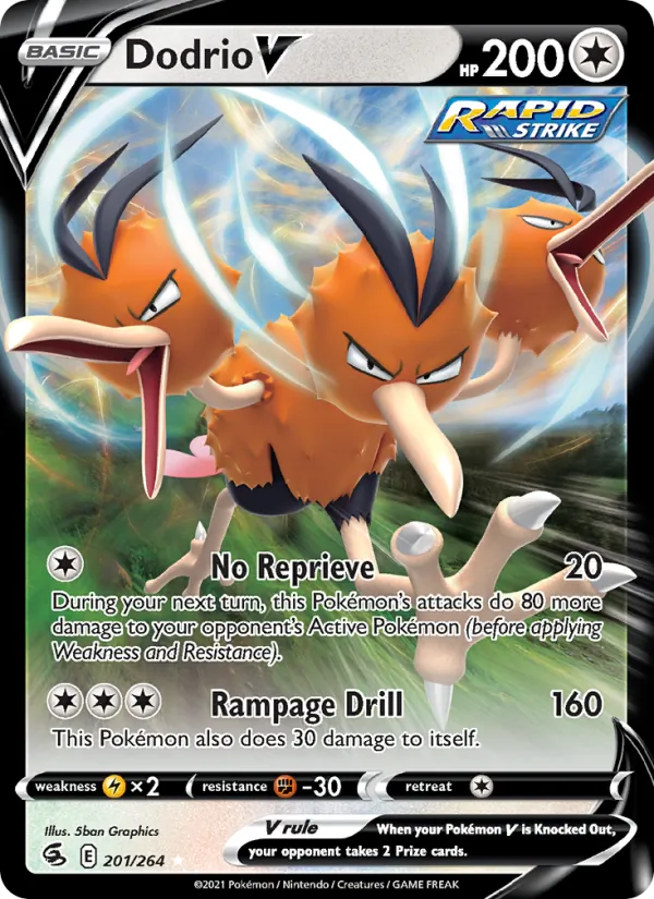 Dodrio V Holo 201/264 Fusion Strike Pokémon Card