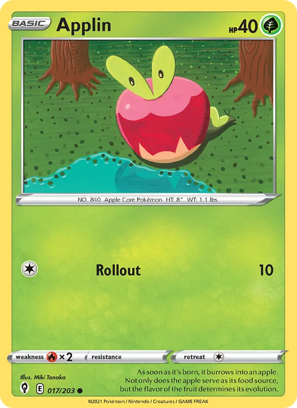 Applin Reverse Holo 017/203 Evolving Skies Pokémon Card