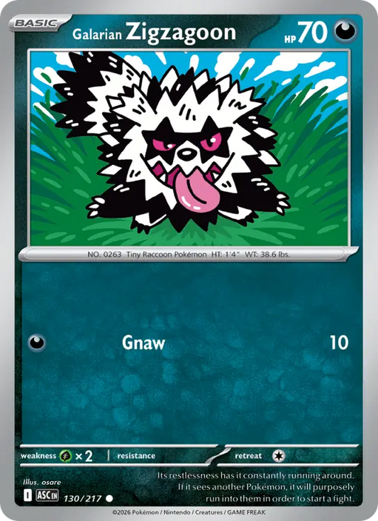 Galarian Zigzagoon Reverse Holo 130/217 Ascended Heroes Pokémon Card