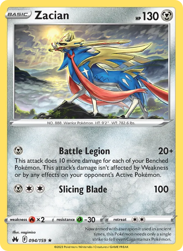 Zacian Reverse Holo 094/159 Crown Zenith Pokémon Card