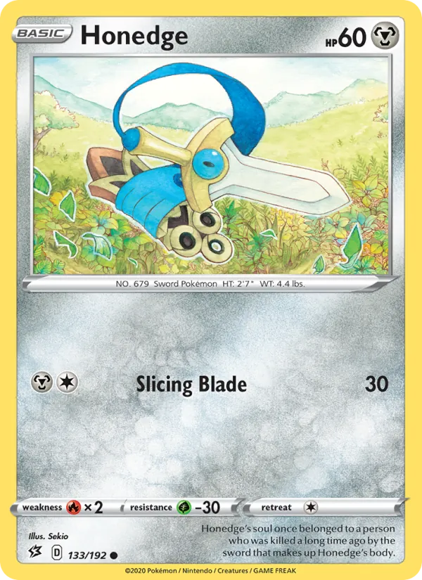Honedge Reverse Holo 133/192 Rebel Clash Pokémon Card