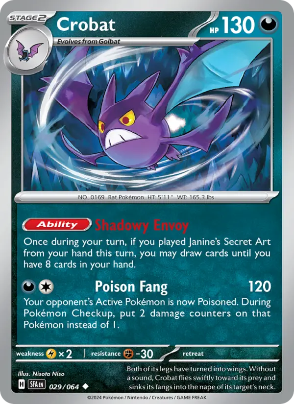 Crobat Non-Foil 029/64 Shrouded Fable Pokémon Card