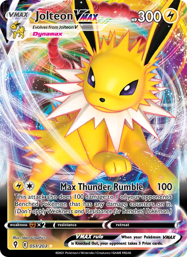Jolteon VMAX Holo 051/203 Evolving Skies Pokémon Card