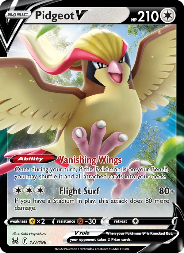 Pidgeot V Holo 137/196 Lost Origin Pokémon Card