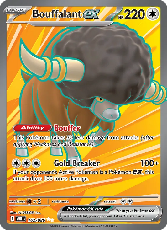 Bouffalant ex Holo 162/86 White Flare Pokémon Card