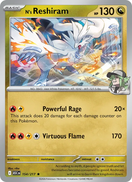 N's Reshiram Holo 154/217 Ascended Heroes Pokémon Card