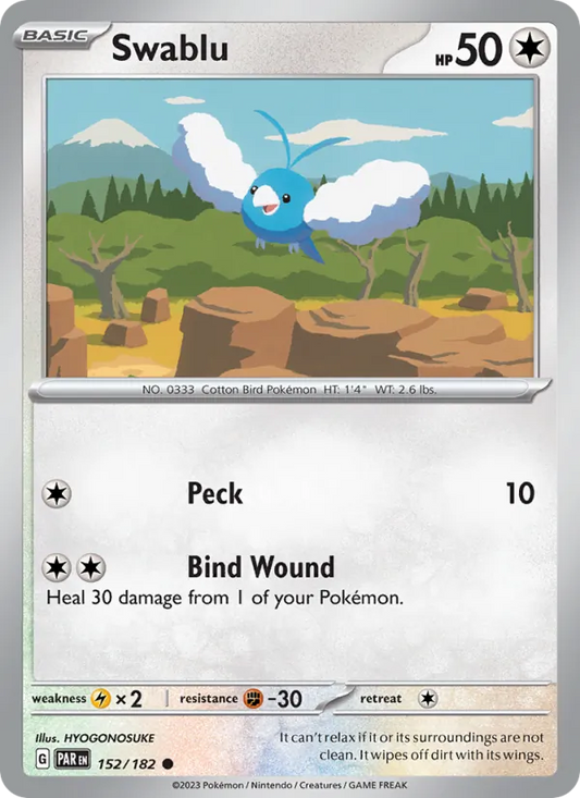 Swablu Normal 152/182 Paradox Rift Pokémon Card