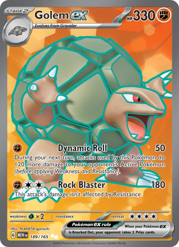 Golem ex Holo 189/165 151 Pokémon Card