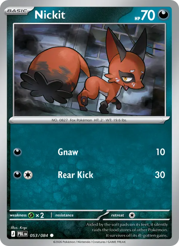 Nickit Reverse Holo 053/84 Pitch Black Pokémon Card