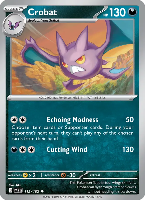 Crobat Reverse Holo 112/182 Paradox Rift Pokémon Card