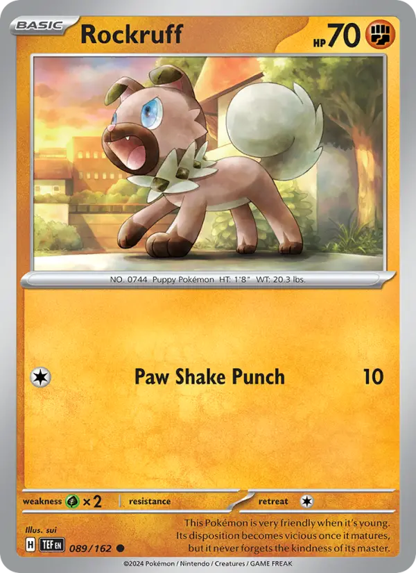Rockruff Reverse Holo 089/162 Temporal Forces Pokémon Card