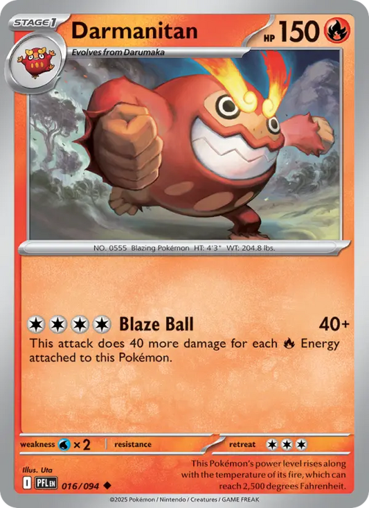 Darmanitan Reverse Holo 016/94 Phantasmal Flames Pokémon Card