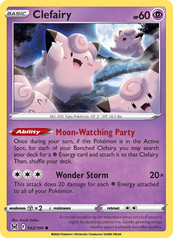 Clefairy Reverse Holo 062/196 Lost Origin Pokémon Card