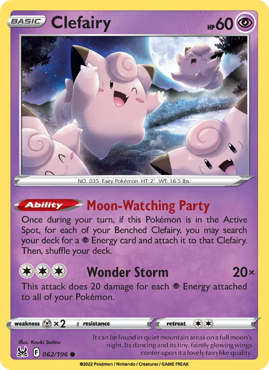 Clefairy Reverse Holo 062/196 Lost Origin Pokémon Card