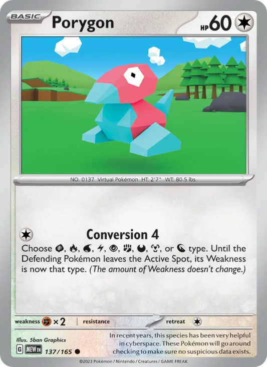 Porygon Normal 137/165 151 Pokémon Card