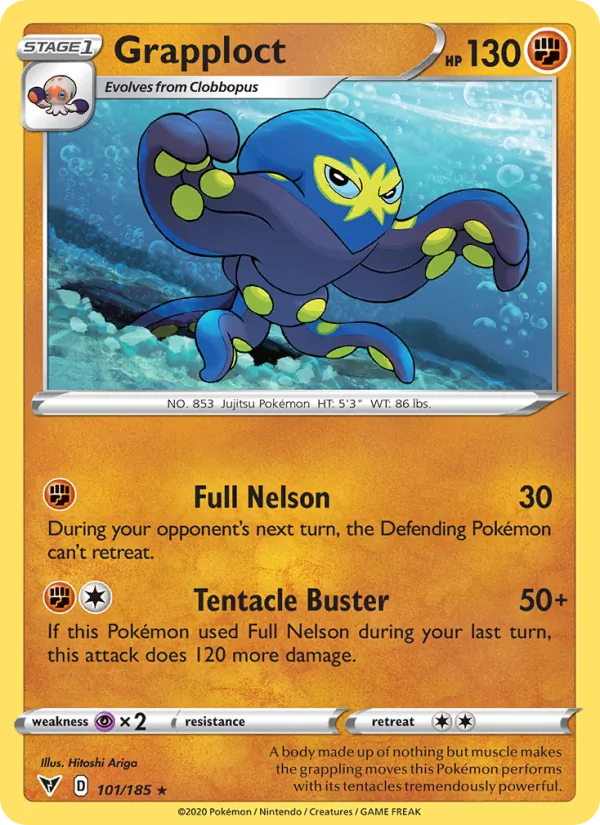 Grapploct Reverse Holo 101/185 Vivid Voltage Pokémon Card