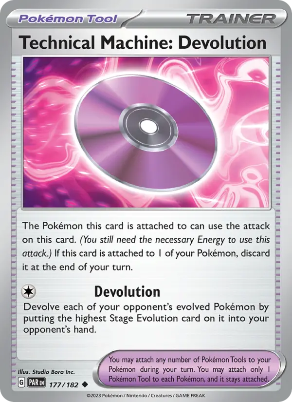Technical Machine: Devolution Reverse Holo 177/182 Paradox Rift Pokémon Card