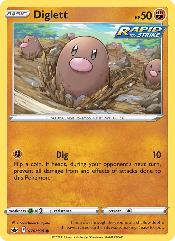 Diglett Reverse Holo 076/198 Chilling Reign Pokémon Card
