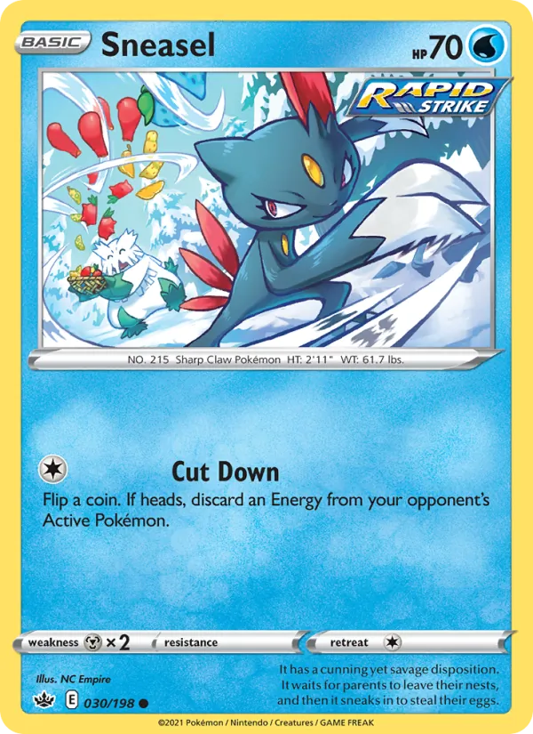 Sneasel Reverse Holo 030/198 Chilling Reign Pokémon Card