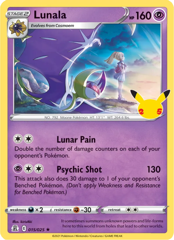 Lunala Holo 015/25 Celebrations Pokémon Card