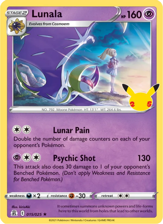 Lunala Holo 015/25 Celebrations Pokémon Card
