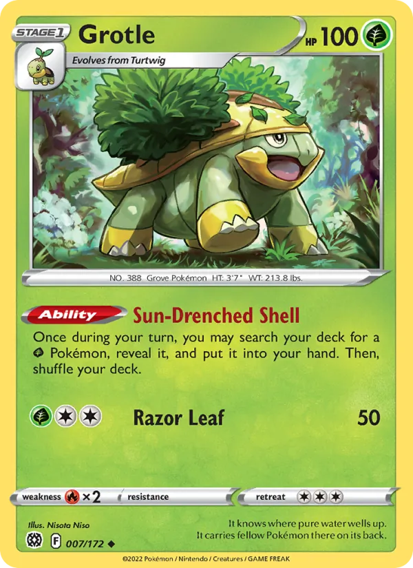 Grotle Reverse Holo 007/172 Brilliant Stars Pokémon Card