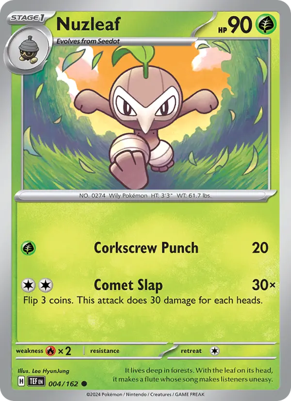 Nuzleaf Reverse Holo 004/162 Temporal Forces Pokémon Card