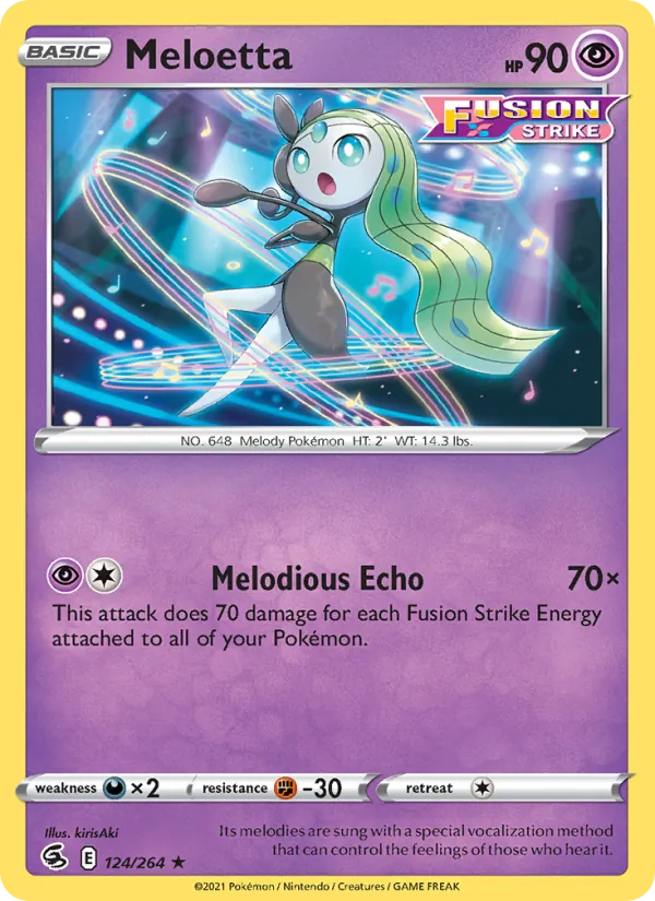 Meloetta Reverse Holo 124/264 Fusion Strike Pokémon Card
