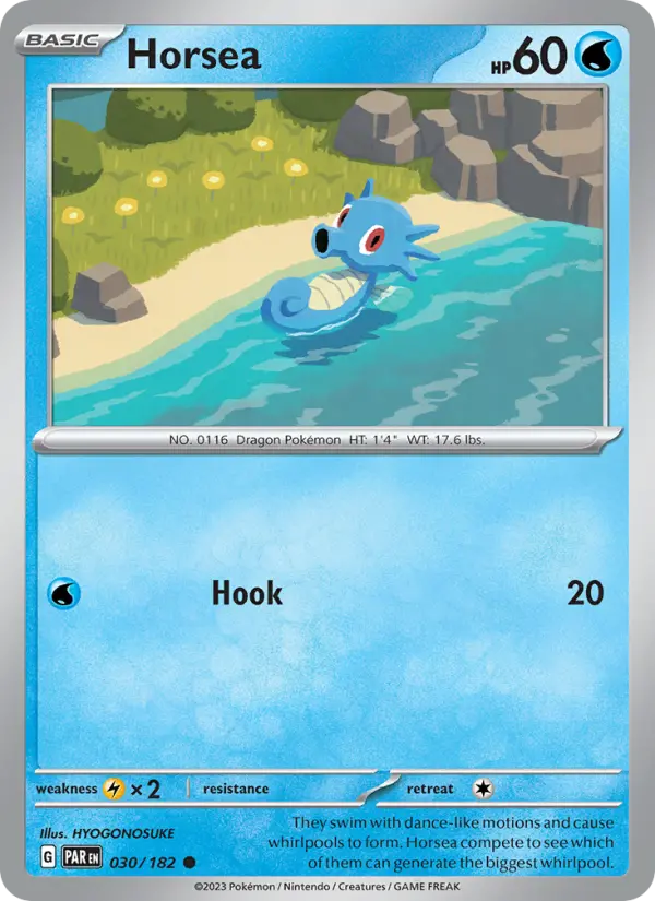 Horsea Reverse Holo 030/182 Paradox Rift Pokémon Card